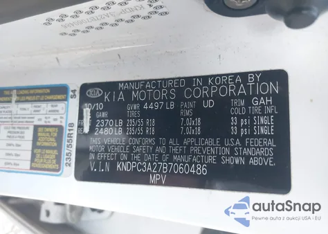 2011 Kia Sportage Ex из США, поврежденный, VIN KNDPC3A27B7060486